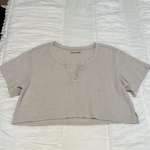 Abercrombie & Fitch oatmeal colored waffle knit top